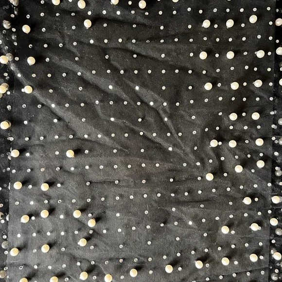 H&M Sheer Black Pearl-Embellished Mesh Slip Dress | Evening / Layering Piece - Picture 4 of 4